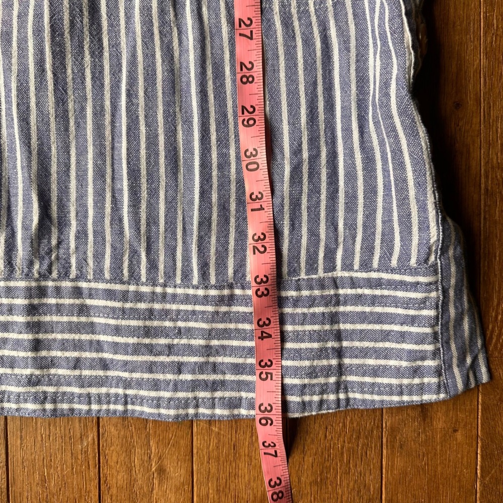 Linen Blend Coastal Shift Dress Womens Small Striped Blue White Casual Summer - Picture 5 of 8